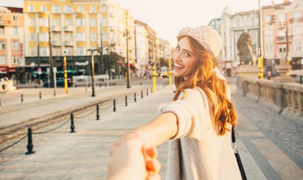 woman laughing in Berlin