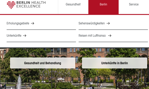 Screenshot der Internet-Seite: Menüpunkt Berlin 