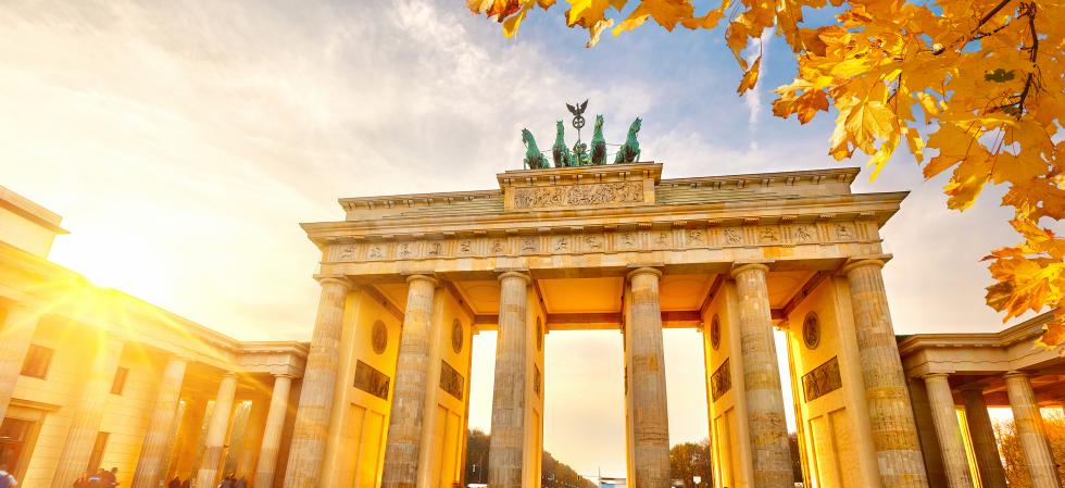 Brama Brandenburska o zachodzie słońca, Berlin