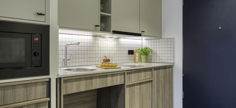 kuchnia pokój hotelowy Citadines Berlin
