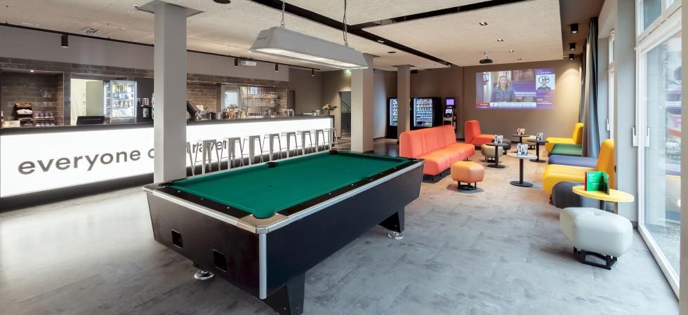 billiard area at a&o Hostel, Central Station in Berlin