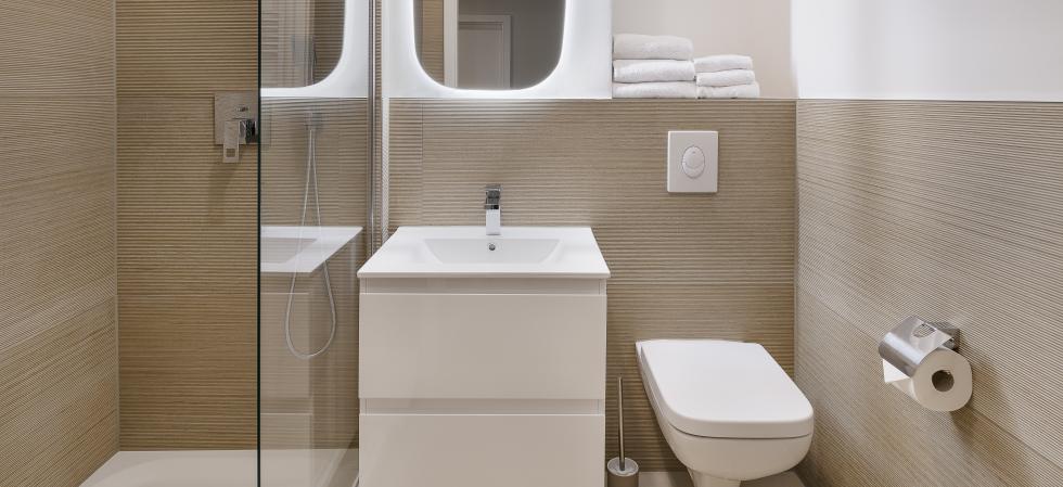 Badezimmer in den Apartments am Brandenburger Tor in Berlin