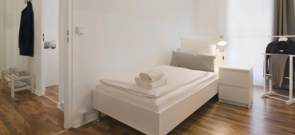 Schlafzimmer in den Apartments am Brandenburger Tor in Berlin