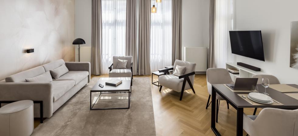 Living Room at apartment FU.life on Kurfürstendamm in Berlin