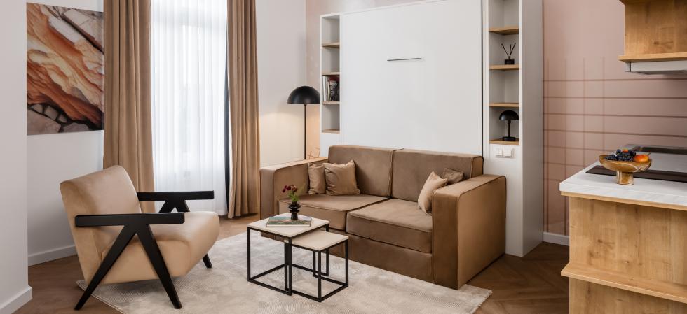 Living Room at apartment FU.life on Kurfürstendamm in Berlin