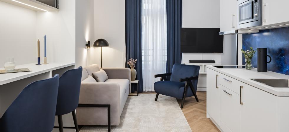 Living Room at apartment FU.life on Kurfürstendamm in Berlin