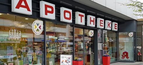 Shop facade of the pharmacy on Wittenbergplatz